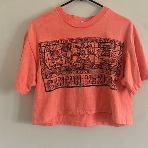 Vintage 1990s Rare Fun in Sun Cancun Mexico tshirt crop top OS